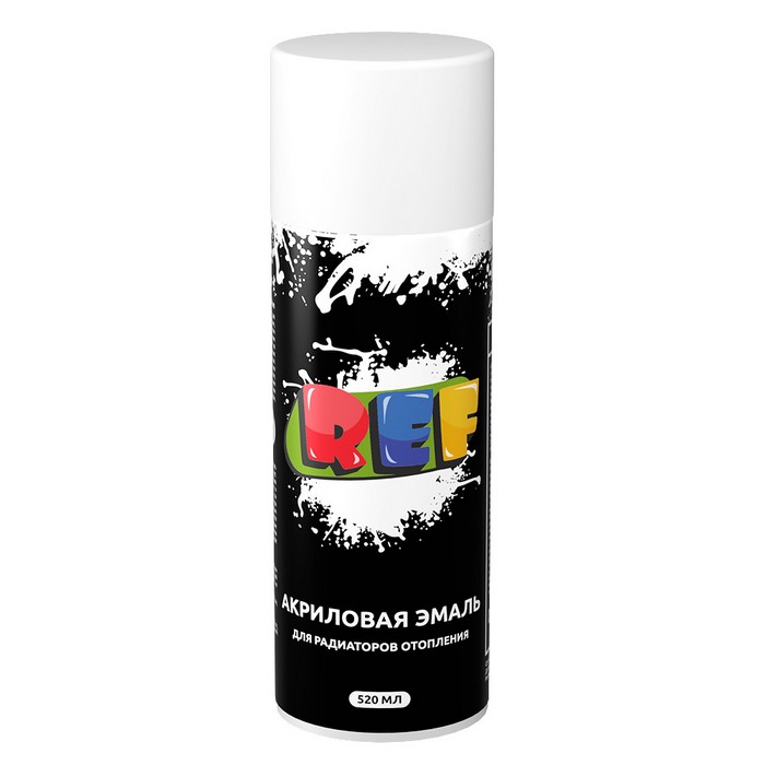 REF Акриловая эмаль для радиаторов отопления, цвет белый, аэрозоль, объем 520мл.