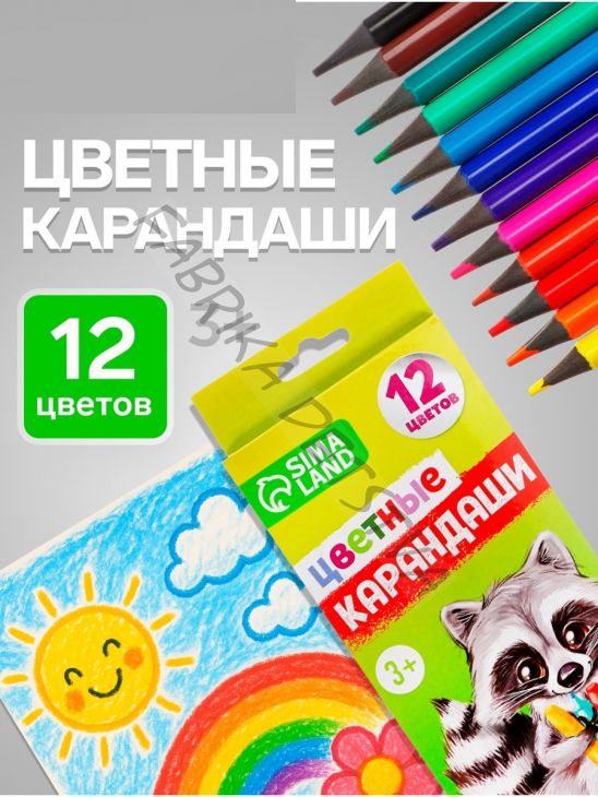 Карандаши цветные заточенные, 12 цветов, в картонной коробке  Calligrata