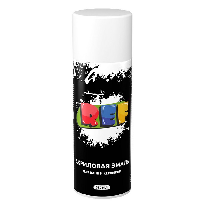 REF Акриловая эмаль для ванн и керамики, цвет белый, аэрозоль, объем 520мл.