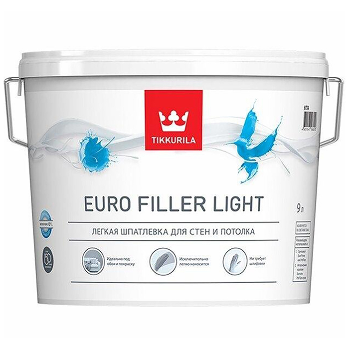 Tikkurila Euro Filler Light шпаклевка финишная легкая для стен и потолков 9л