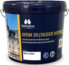 Краска для Исторических Фасадов Avenarius Avena SH Silicate Historic 10л Белая, Матовая, Силикатная / Авенариус