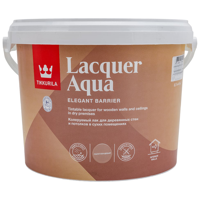 Tikkurila Euro Lacquer Aqua лак интерьерный антисептирующий защитный полуглянцевый 2.7л