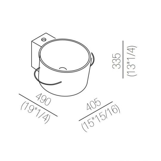 Подвесная раковина Agape Bucatini ACER0740NZB 40x49 см с отверстием под смеситель схема 2