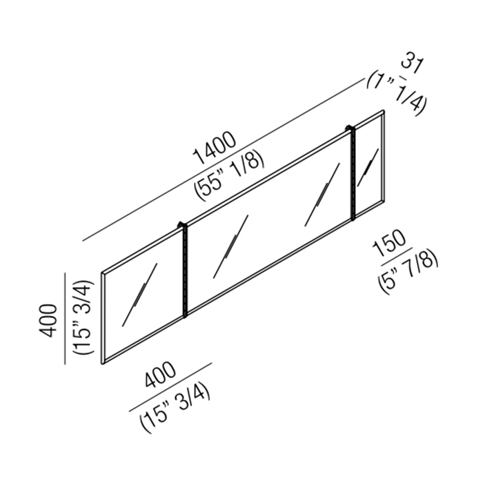 Прямоугольное зеркало Agape Gabbiano AGAB0351 140x40 см ФОТО