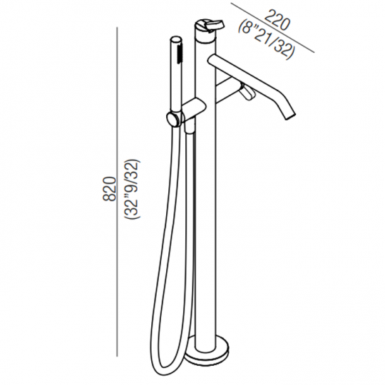 Смеситель для ванны Agape Square ARUB1112A напольный схема 2
