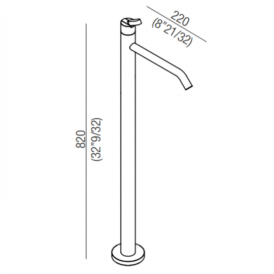 Смеситель для ванны Agape Square ARUB1115A напольный схема 2