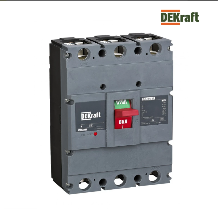 Автоматический выключатель ВА-306 3P 630А 50кА DEKraft 22765DEK
