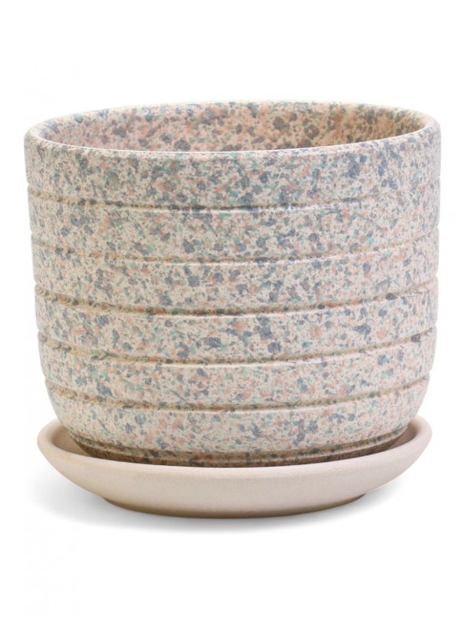 Горшок для цветов «Пряности», 800 мл, d=12 см, h=10.5 см, керамический, с поддоном, белый