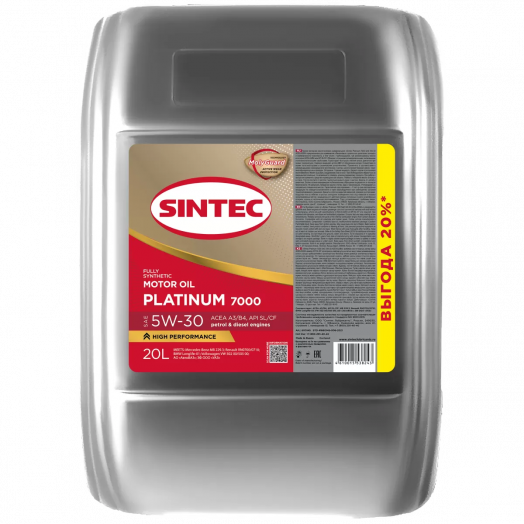 Sintec Platinum 7000 5W-30 A3/B4 SL/CF, 20л