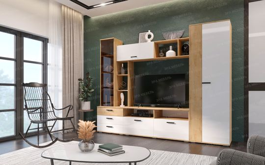 Гостиная Крокус (Дуб Вотан-Белый глянец)