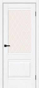 Межкомнатная Дверь ПЭТ Bravo Прима-3 White Silkwood / White Сrystal 900х2000мм (полотно 1шт, коробка, наличник 5шт) / Браво.