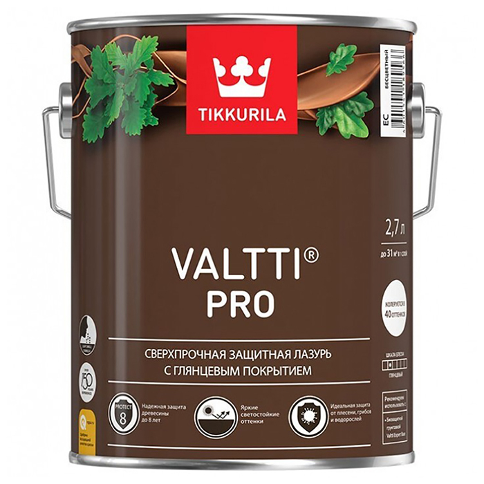 Tikkurila Valtti Pro лазурь сверхпрочная защитная глянцевая бесцветный 2.7л