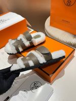 Босоножки меховые HERMES Premium