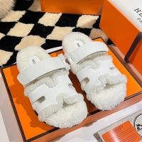 Босоножки меховые HERMES Premium