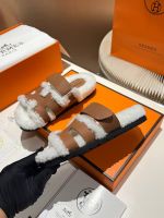 Босоножки меховые HERMES Premium