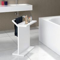 Столик для ванной комнаты ABBER Stein AS1637 с полотенцедержателем, белый матовый схема 1