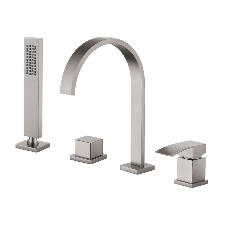 Смеситель ABBER Wasserfall AF8613SP на борт ванны, сатин