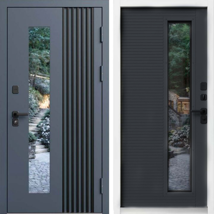 Входная дверь Termo-door Фортис - Графит, белый короб с терморазрывом и стеклопакетом