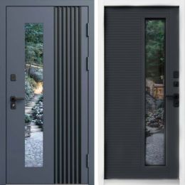 Входная дверь Termo-door Фортис - Графит, белый короб с терморазрывом и стеклопакетом