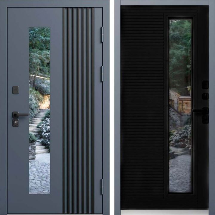 Входная дверь Termo-door Фортис - Черный кварц с терморазрывом и стеклопакетом