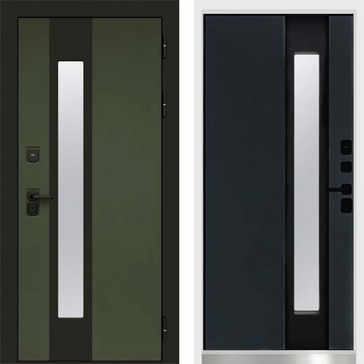 Входная дверь Termo-door Арктика Грин - Графит с терморазрывом и стеклопакетом, белый короб