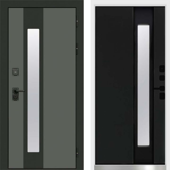 Входная дверь Termo-door Арктика Графит - Черный кварц с терморазрывом и стеклопакетом, белый короб