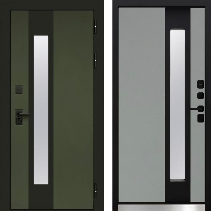 Входная дверь Termo-door Арктика Грин - Серая с терморазрывом и стеклопакетом