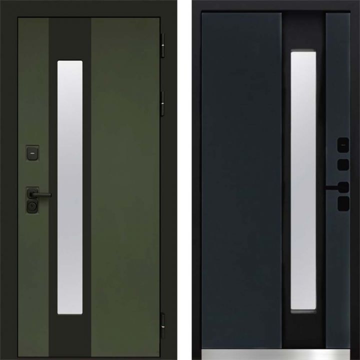 Входная дверь Termo-door Арктика Грин - Графит с терморазрывом и стеклопакетом