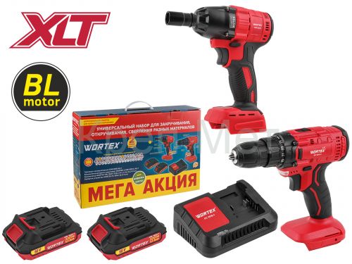 Набор аккум. инструмента WORTEX шуруповерт + гайковерт МЕГА АКЦИЯ в кор. ALL1