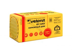 Теплоизоляция "VETONIT" Каркасный дом 100х600х1000 (30кг/м3 Базальт 4 мата 2,4м2/0.24м3) Артикул КТ516