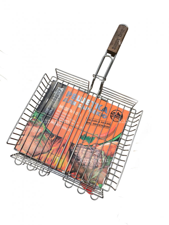 Решетка гриль с ручкой,нерж 36*32*6см