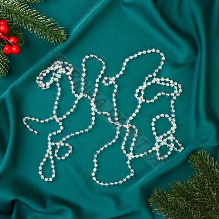 Бусы на ёлку «Льдинка», длина 2.7 м, d=5 мм, прозрачные, перламутровые