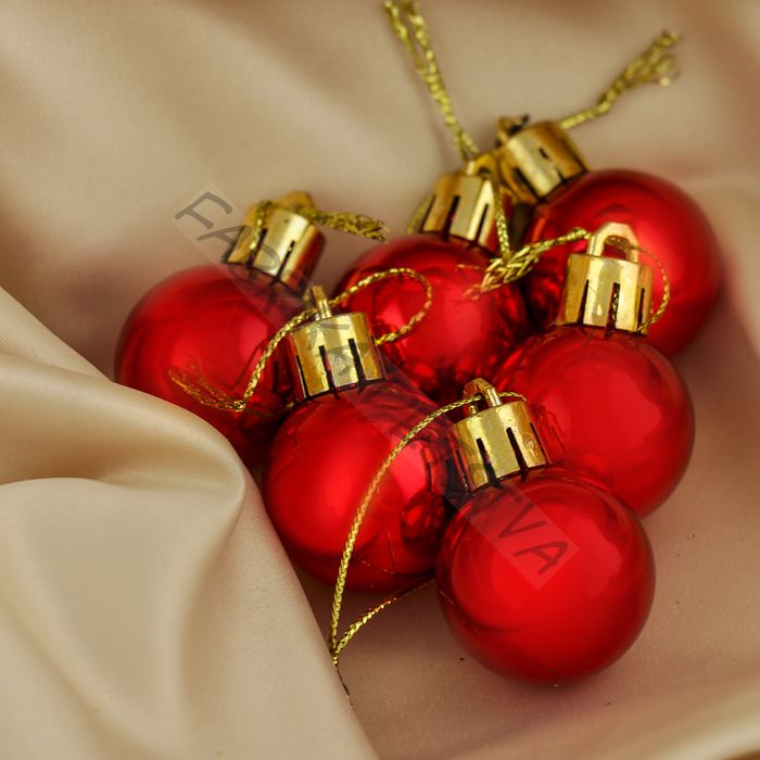 Ёлочные игрушки «Глянец», шары новогодние, d=3 см, набор 6 шт., красный