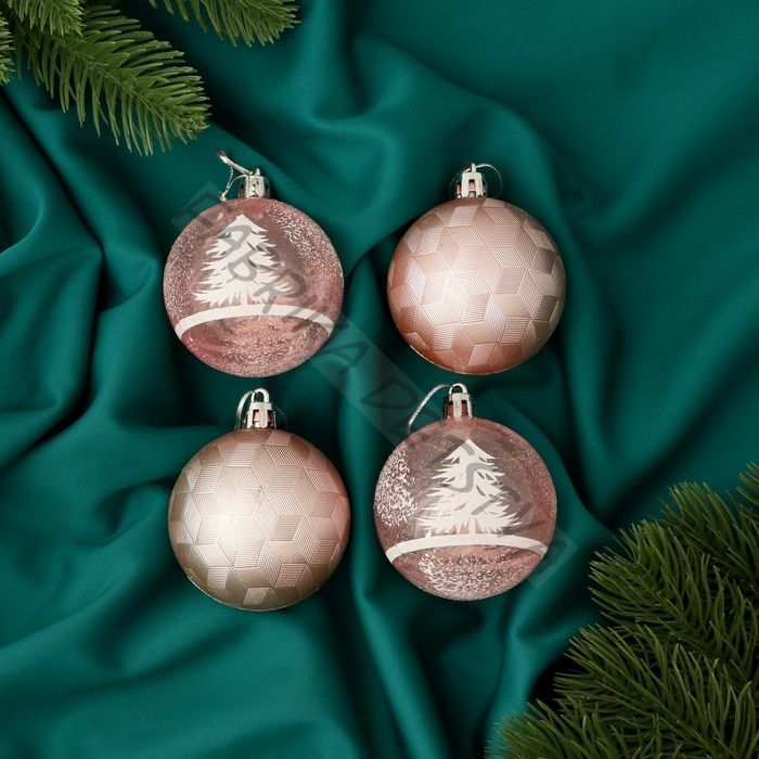 Ёлочные игрушки «Зимняя сказка», шары новогодние, d=5.5 см, набор 4 шт., розовый