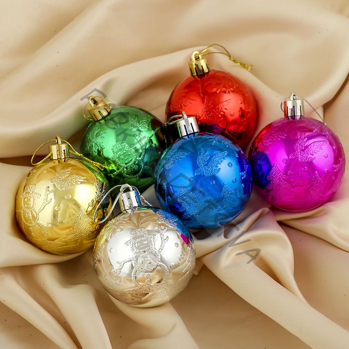 Ёлочные игрушки «Снеговичок», шары новогодние, d=6 см, набор 6 шт., МИКС