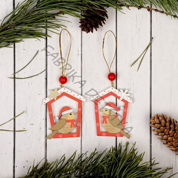 Елочная игрушка «Птичка у кормушки», МИКС