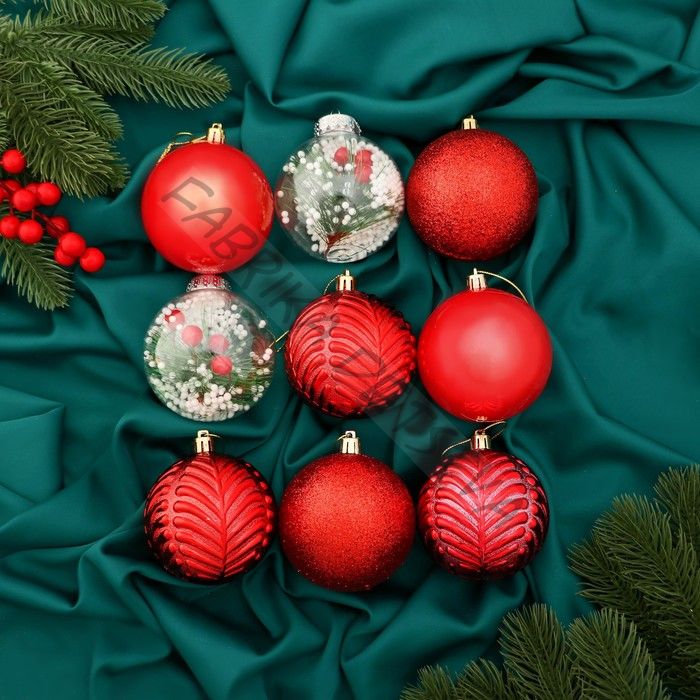 Ёлочные игрушки «Мелодия», шары новогодние, d=8 см, набор 9 шт., ёлочка глянец, красный