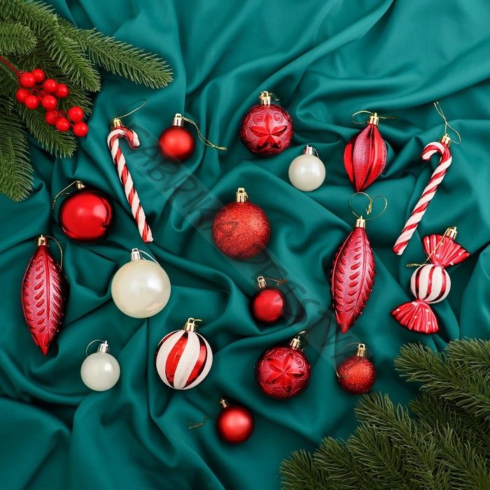 Ёлочные игрушки «Зимняя радость», новогодние, набор 40 шт., бело-красный