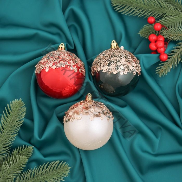 Ёлочные игрушки «Коул», шары новогодние, d=8 см, набор 3 шт., МИКС