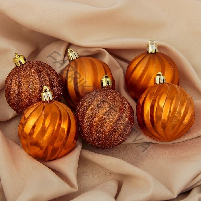 Ёлочные игрушки «Волна», шары новогодние, d=6 см, набор 6 шт.