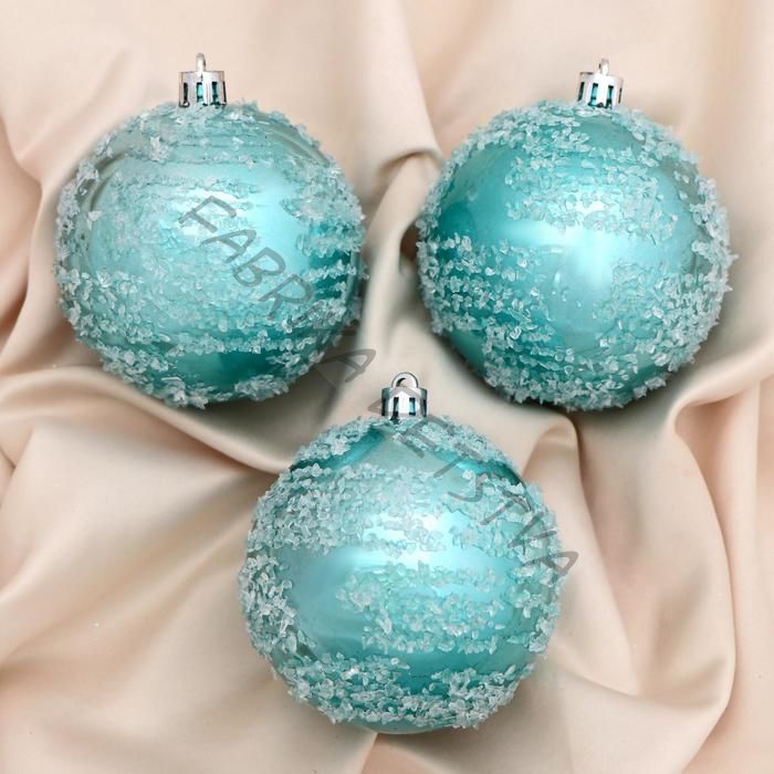 Ёлочные игрушки «Джейн», шары новогодние, набор 3 шт., d=8 см, голубой