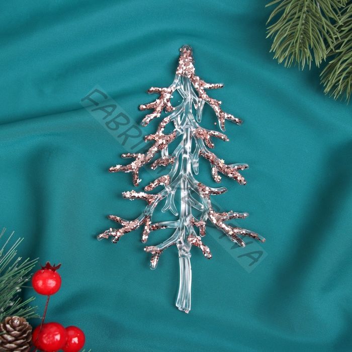 Ёлочная игрушка «Зимнее волшебство. Ёлочка блеск сияние», 15x9 см, прозрачно-розовый