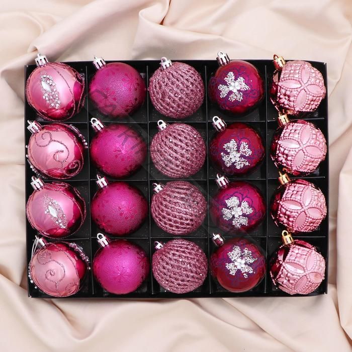 Ёлочные игрушки «Лаурен узоры», шары новогодние, d=6 см, набор 20 шт., МИКС