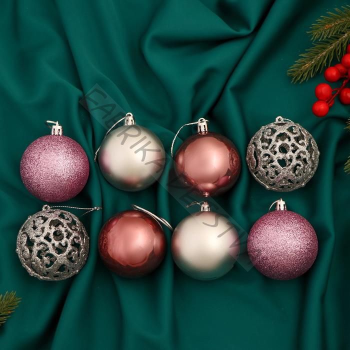 Ёлочные игрушки «Камилла», шары новогодние, d=6 см, набор 8 шт., МИКС