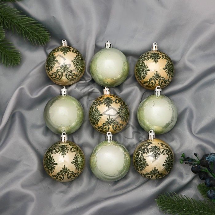 Ёлочные игрушки «Ажур», шары новогодние, d=5.5 см, набор 9 шт., золото