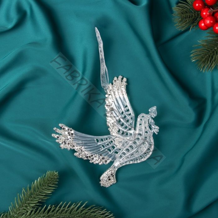 Ёлочная игрушка «Зимнее волшебство. Волшебный голубь», 11x2 см, прозрачный