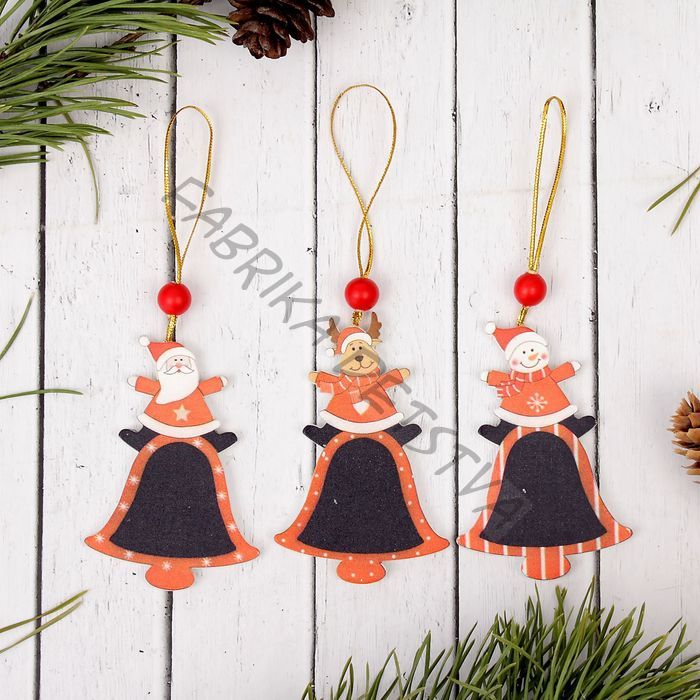 Елочная игрушка «Веселимся» с досочкой для пожеланий, под мел, МИКС