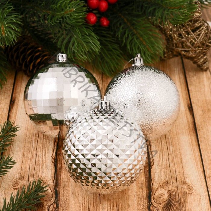 Ёлочные игрушки «Блеск», шары новогодние, набор 5 шт., d=8 см, серебристый