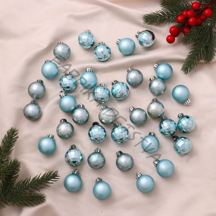 Ёлочные игрушки «Диско ассорти», шары новогодние, набор d=3 см, 36 шт., зелёный