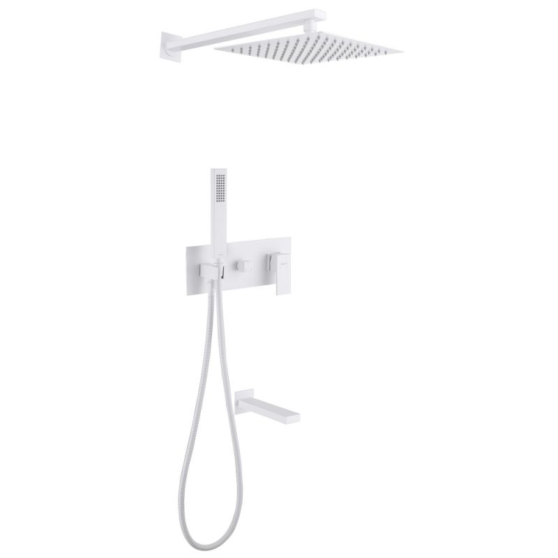 Душевая система ABBER Daheim AF8217W скрытого монтажа с изливом, белая матовая